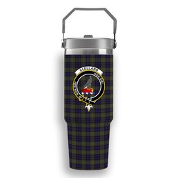 ScotsTee Shop Scottish Clelland SC Crest Tartan Flip Straw Tumbler 20oz 30oz
