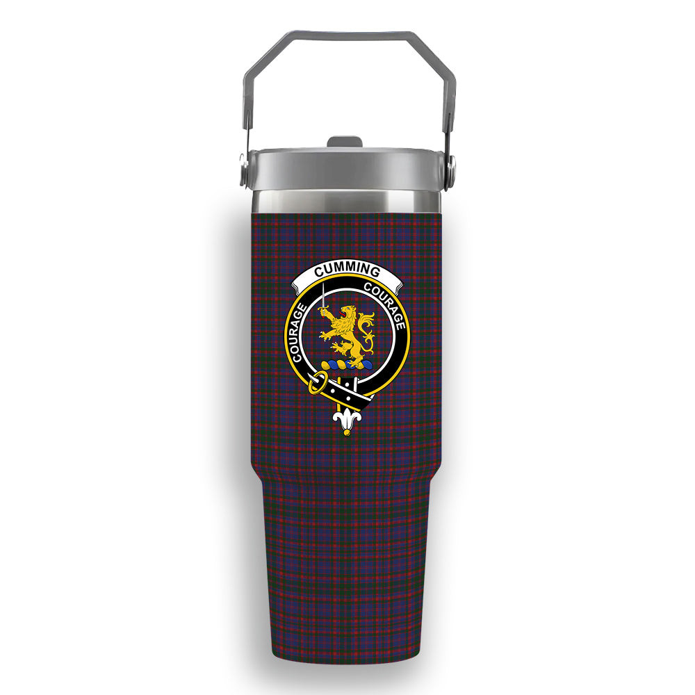 ScotsTee Shop Scottish Cumming Crest Tartan Flip Straw Tumbler 20oz 30oz