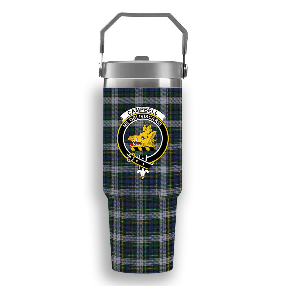 ScotsTee Shop Scottish Campbell of Lochnell Dress Crest Tartan Flip Straw Tumbler 20oz 30oz