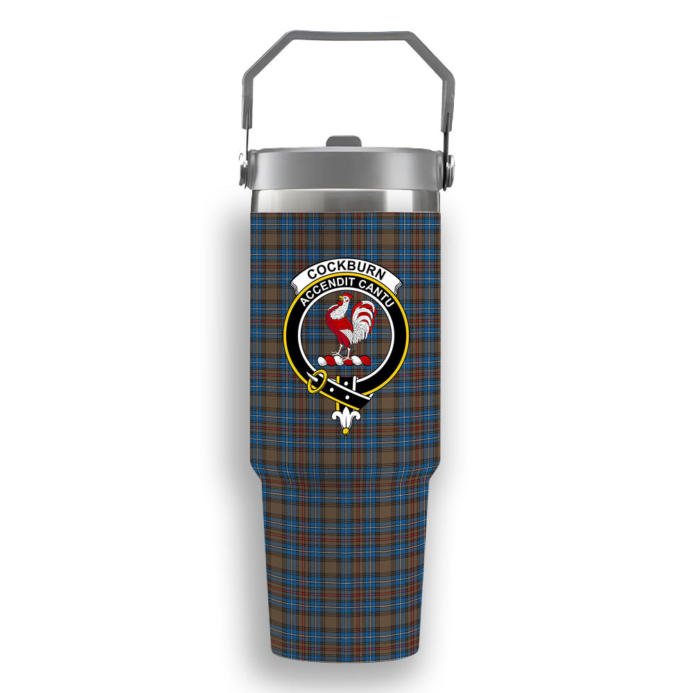 ScotsTee Shop Scottish Cockburn Brown Ancient Crest Tartan Flip Straw Tumbler 20oz 30oz