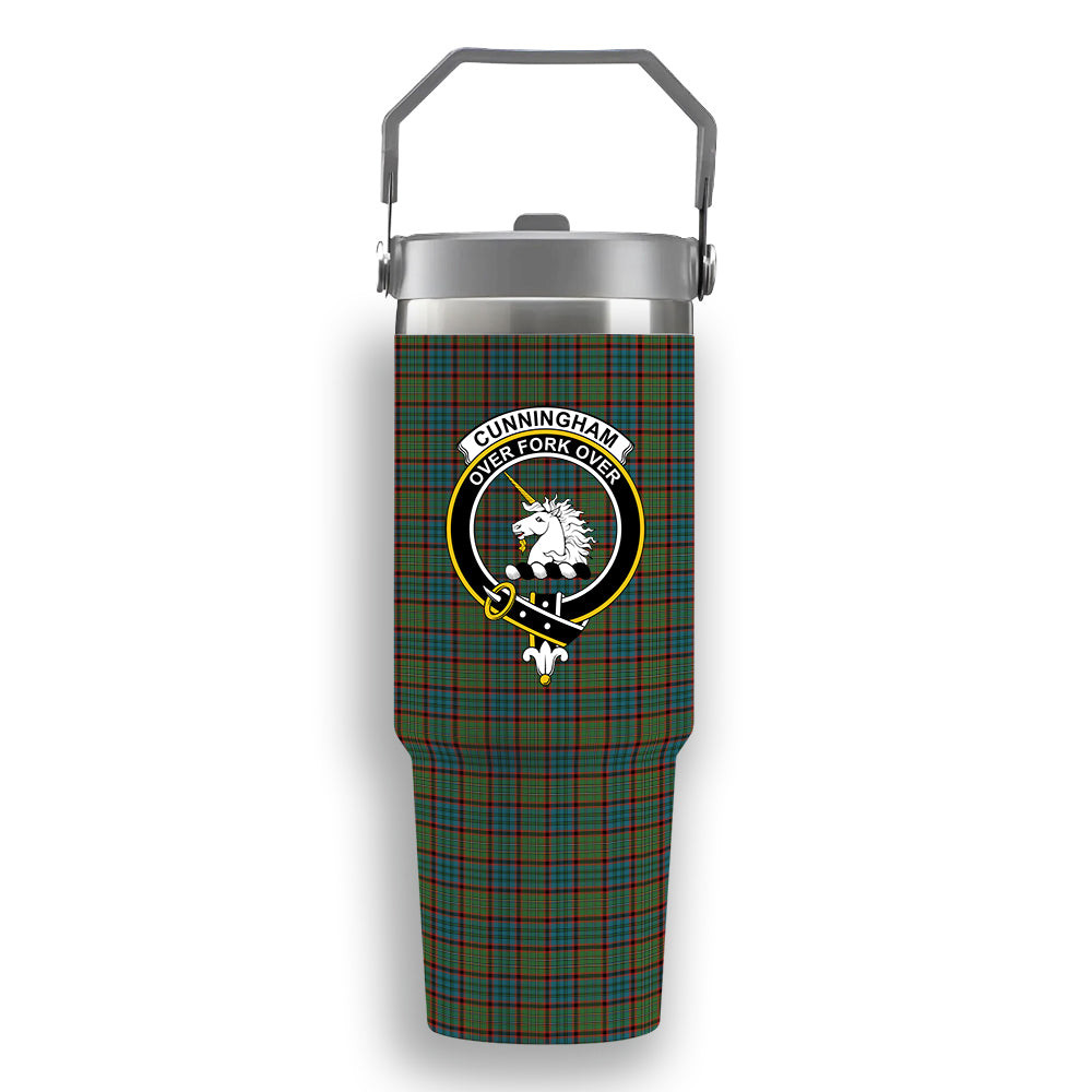 ScotsTee Shop Scottish Cunningham Hunting Ancient Crest Tartan Flip Straw Tumbler 20oz 30oz