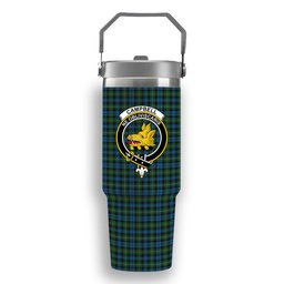 ScotsTee Shop Scottish Campbell of Argyll Ancient Crest Tartan Flip Straw Tumbler 20oz 30oz