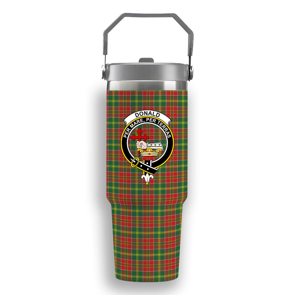 ScotsTee Shop Scottish Donald of Kingsburgh Modern Crest Tartan Flip Straw Tumbler 20oz 30oz