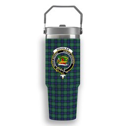 ScotsTee Shop Scottish Douglas Crest Tartan Flip Straw Tumbler 20oz 30oz