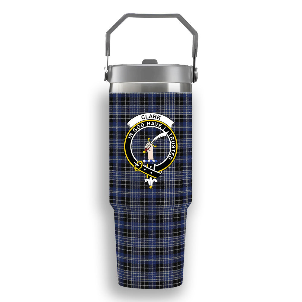 ScotsTee Shop Scottish Clark Crest Tartan Flip Straw Tumbler 20oz 30oz