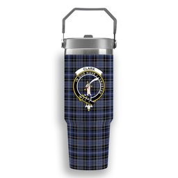 ScotsTee Shop Scottish Clark Crest Tartan Flip Straw Tumbler 20oz 30oz