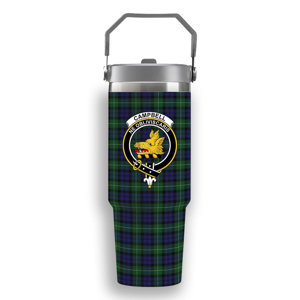 ScotsTee Shop Scottish Campbell of Argyll Smiths Crest Tartan Flip Straw Tumbler 20oz 30oz