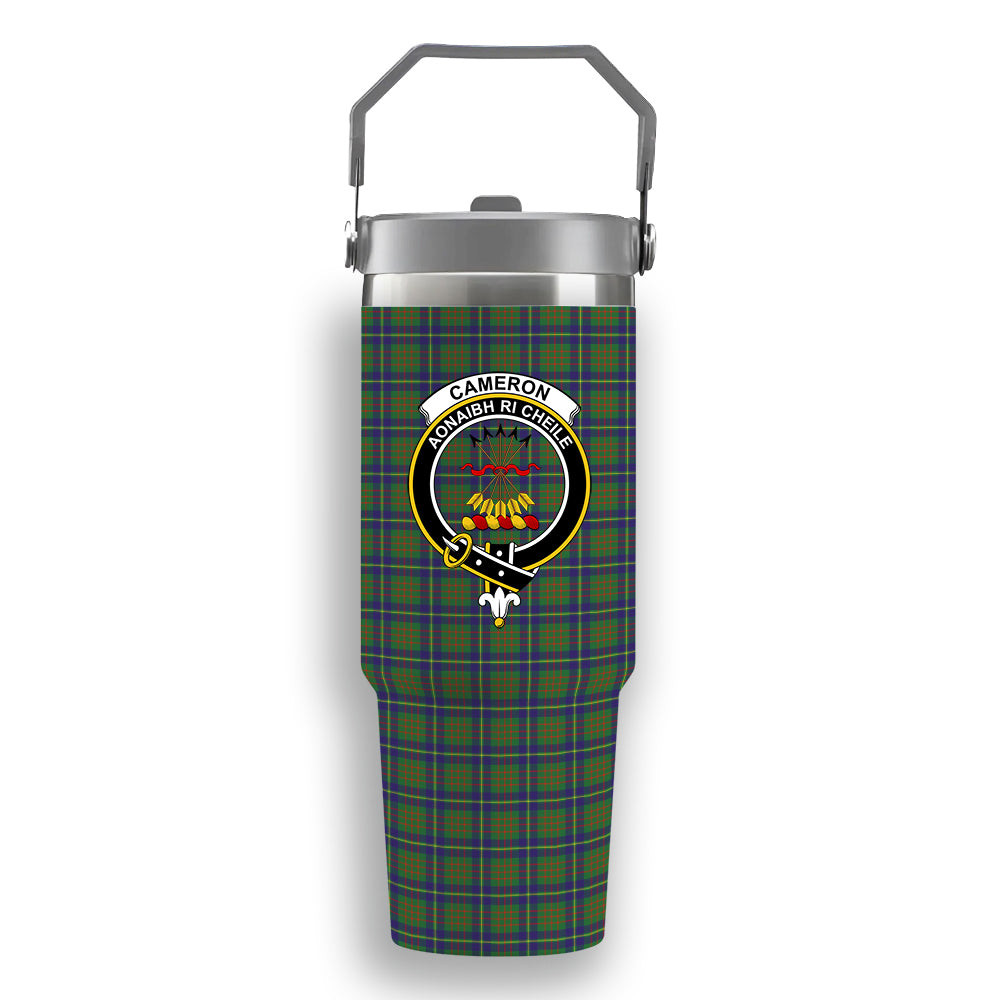 ScotsTee Shop Scottish Cameron of Lochiel Hunting Crest Tartan Flip Straw Tumbler 20oz 30oz