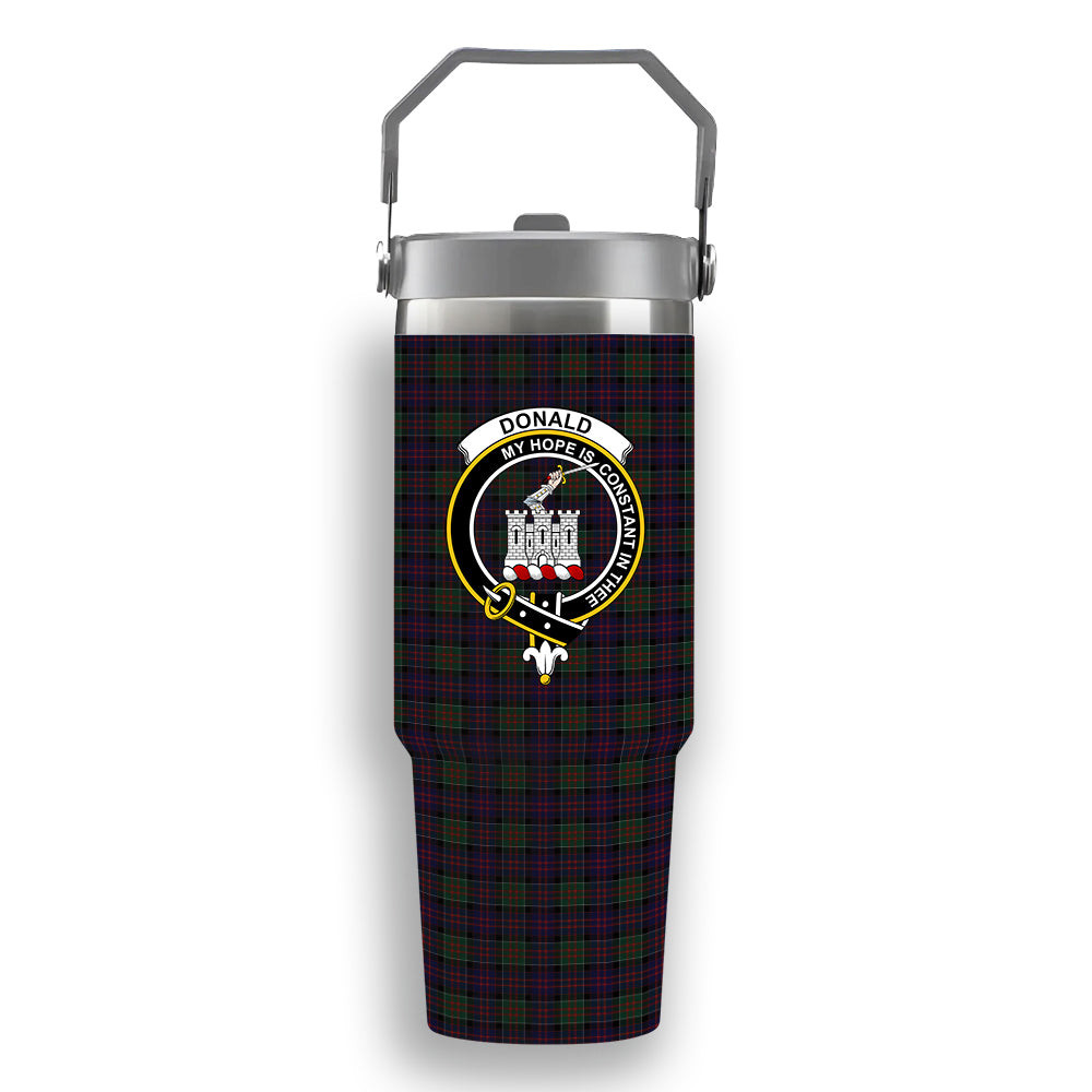 ScotsTee Shop Scottish Donald of Clan Ranald Crest Tartan Flip Straw Tumbler 20oz 30oz