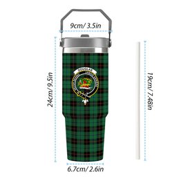 ScotsTee Shop Scottish Douglas Black Ancient Crest Tartan Flip Straw Tumbler 20oz 30oz