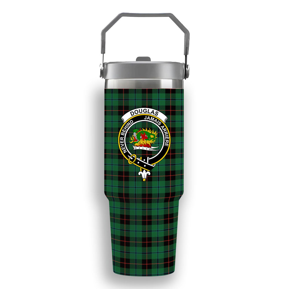 ScotsTee Shop Scottish Douglas Black Ancient Crest Tartan Flip Straw Tumbler 20oz 30oz