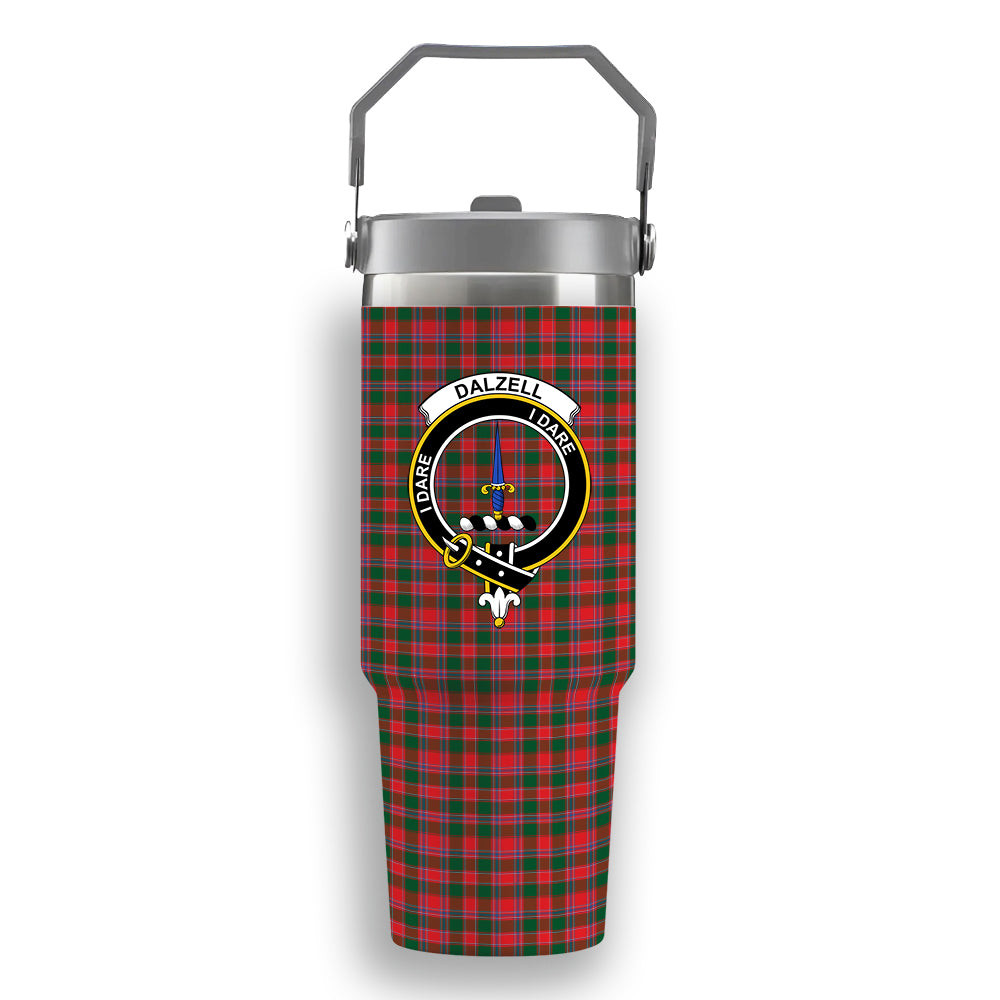 ScotsTee Shop Scottish Dalzell SC Crest Tartan Flip Straw Tumbler 20oz 30oz