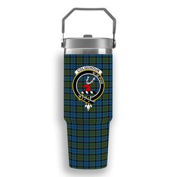 ScotsTee Shop Scottish Colquhoun 2 Crest Tartan Flip Straw Tumbler 20oz 30oz