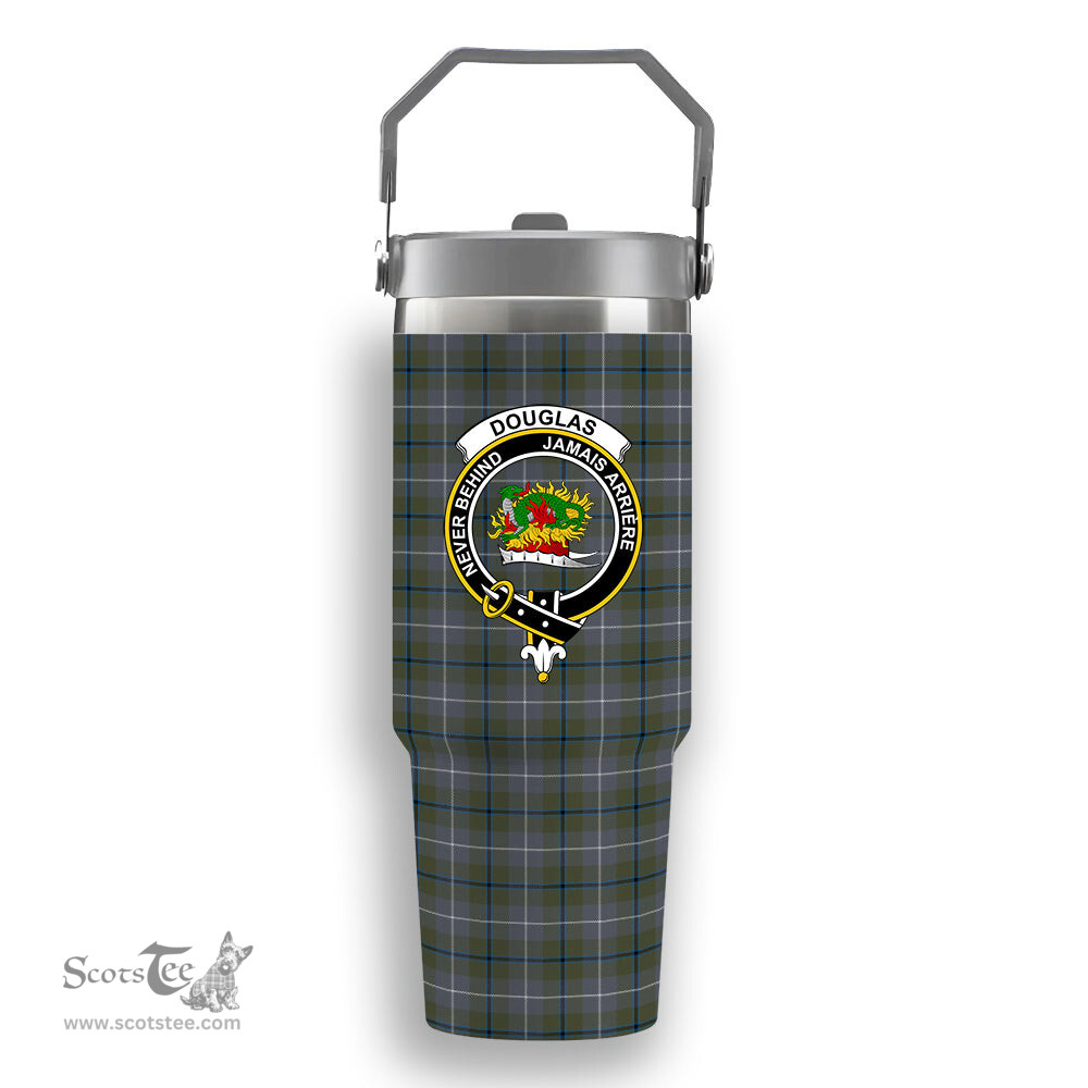 ScotsTee Shop Scottish Douglas Green  Ancient Crest Tartan Flip Straw Tumbler 20oz 30oz