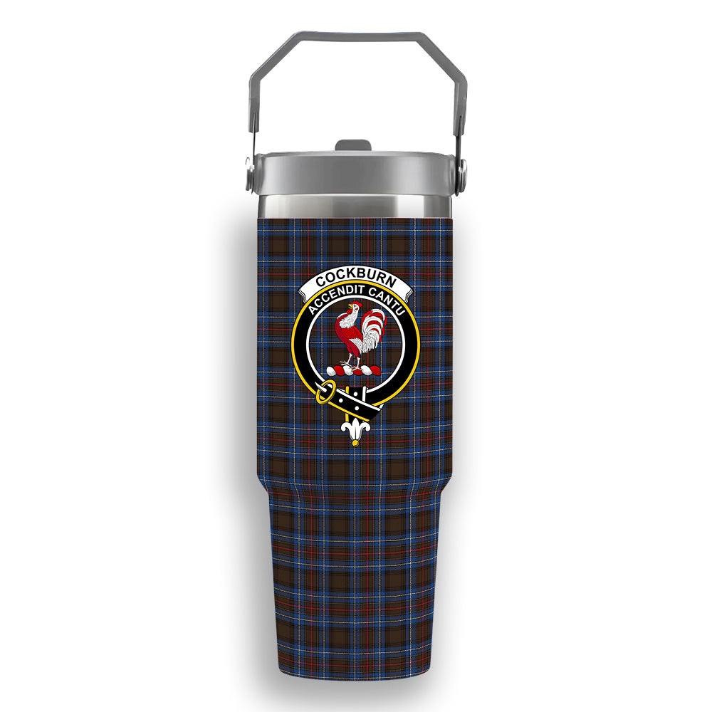 ScotsTee Shop Scottish Cockburn Brown Modern Crest Tartan Flip Straw Tumbler 20oz 30oz