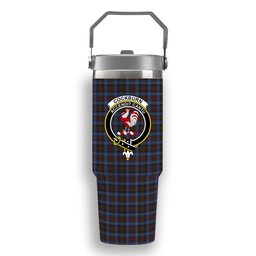 ScotsTee Shop Scottish Cockburn Brown Modern Crest Tartan Flip Straw Tumbler 20oz 30oz