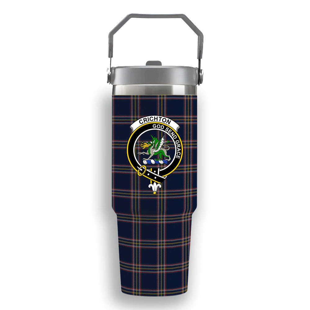 ScotsTee Shop Scottish Crichton Modern Crest Tartan Flip Straw Tumbler 20oz 30oz