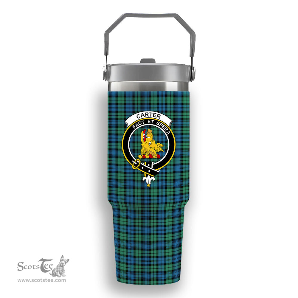 ScotsTee Shop Scottish Carter Crest Tartan Flip Straw Tumbler 20oz 30oz