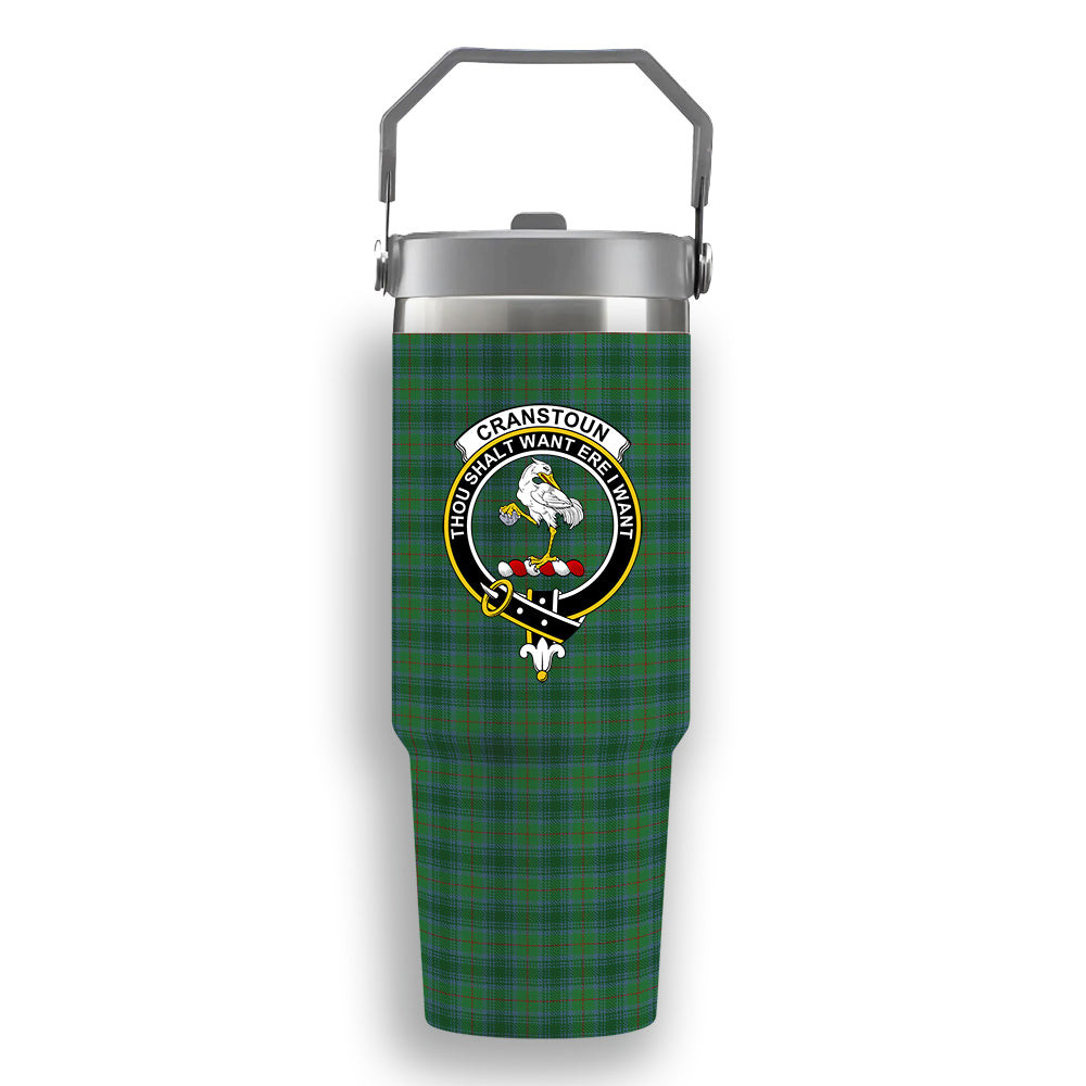 ScotsTee Shop Scottish Cranston Crest Tartan Flip Straw Tumbler 20oz 30oz