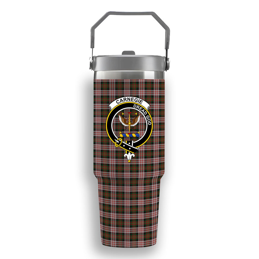 ScotsTee Shop Scottish Carnegie Dress Crest Tartan Flip Straw Tumbler 20oz 30oz