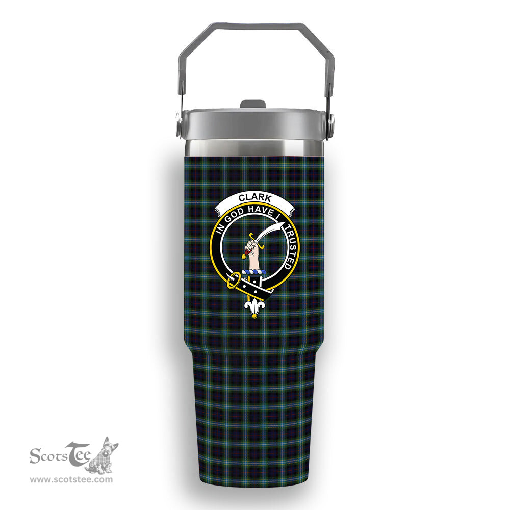 ScotsTee Shop Scottish Clark Raymond Gordon Crest Tartan Flip Straw Tumbler 20oz 30oz