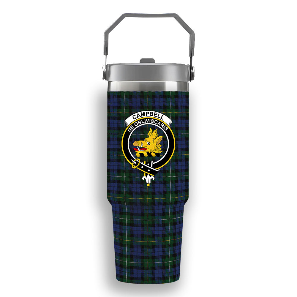 ScotsTee Shop Scottish Campbell of Loudoun Crest Tartan Flip Straw Tumbler 20oz 30oz