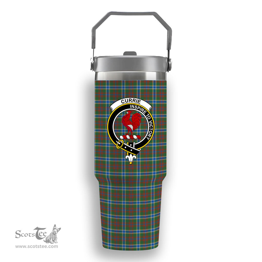 ScotsTee Shop Scottish Currie of Arran Modern Clan Crest Tartan Flip Straw Tumbler 20oz 30oz