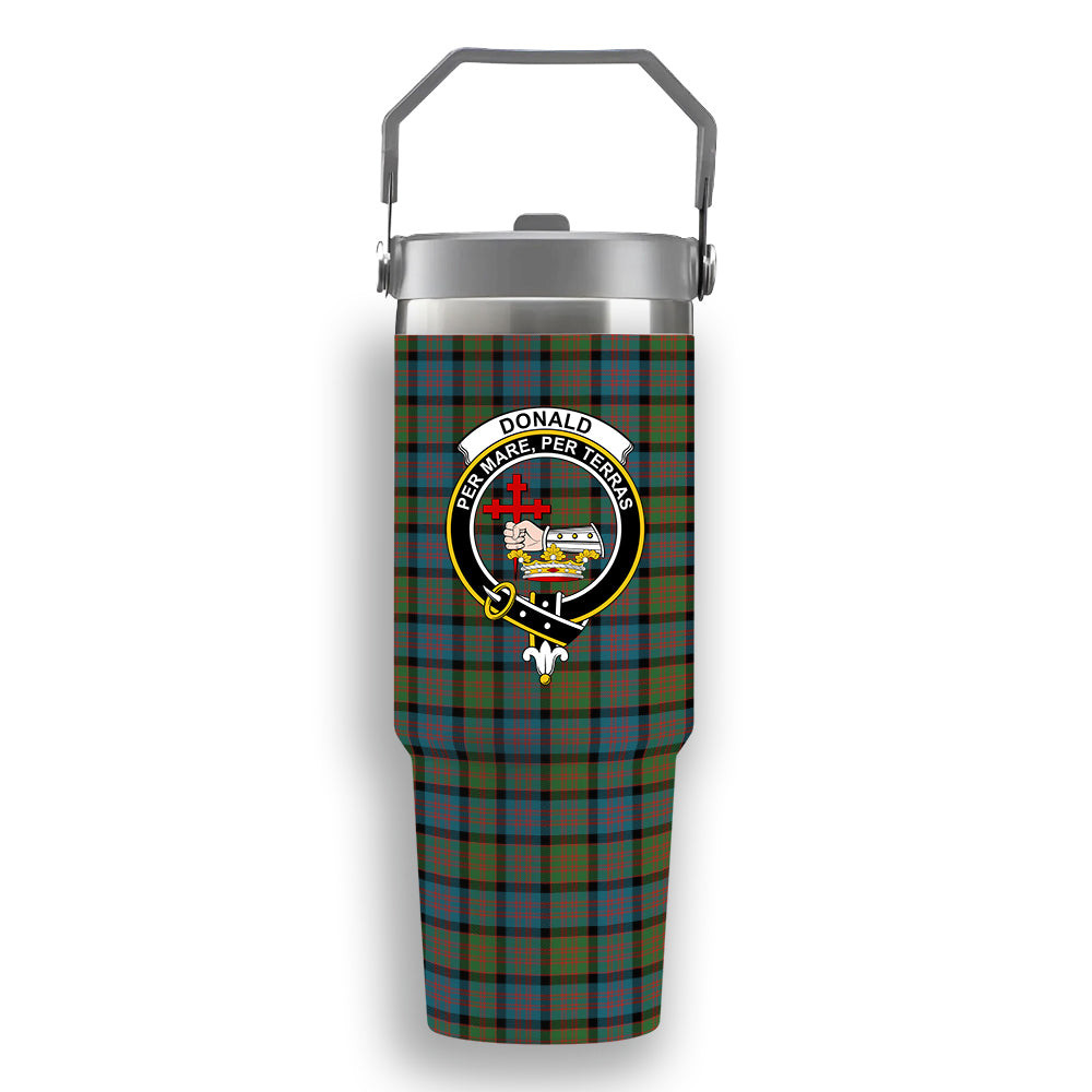 ScotsTee Shop Scottish Donald Ancient Crest Tartan Flip Straw Tumbler 20oz 30oz