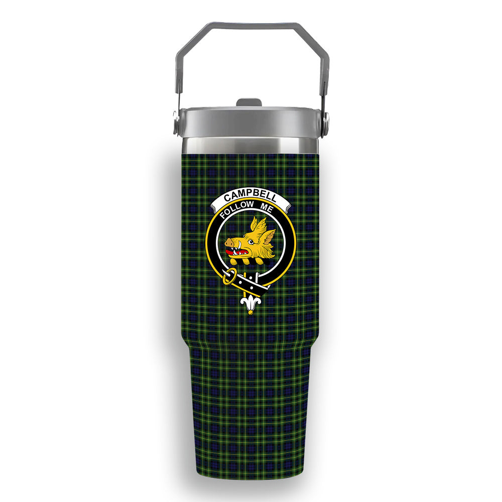 ScotsTee Shop Scottish Campbell of Breadalbane Modern Crest Tartan Flip Straw Tumbler 20oz 30oz
