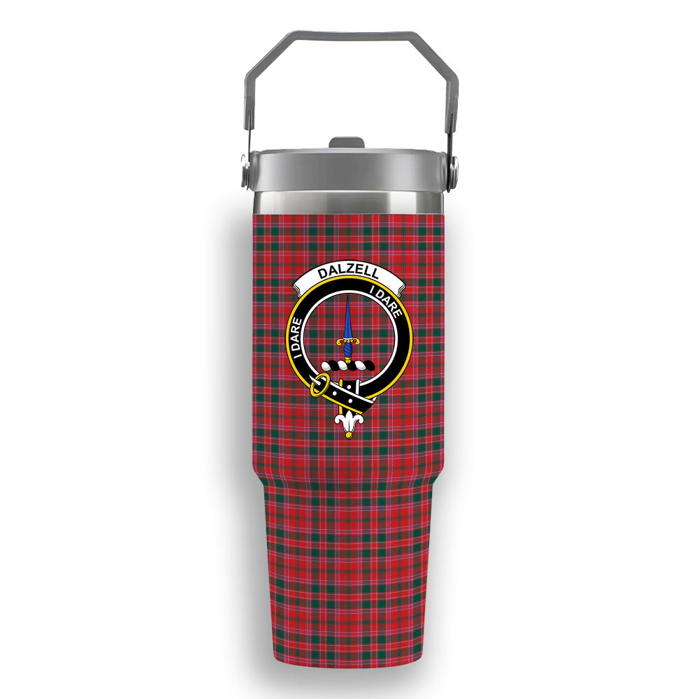 ScotsTee Shop Scottish Dalzell Modern Crest Tartan Flip Straw Tumbler 20oz 30oz