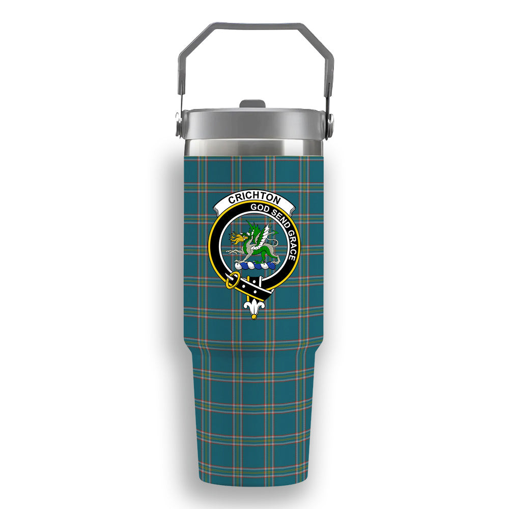 ScotsTee Shop Scottish Crichton Ancient Crest Tartan Flip Straw Tumbler 20oz 30oz
