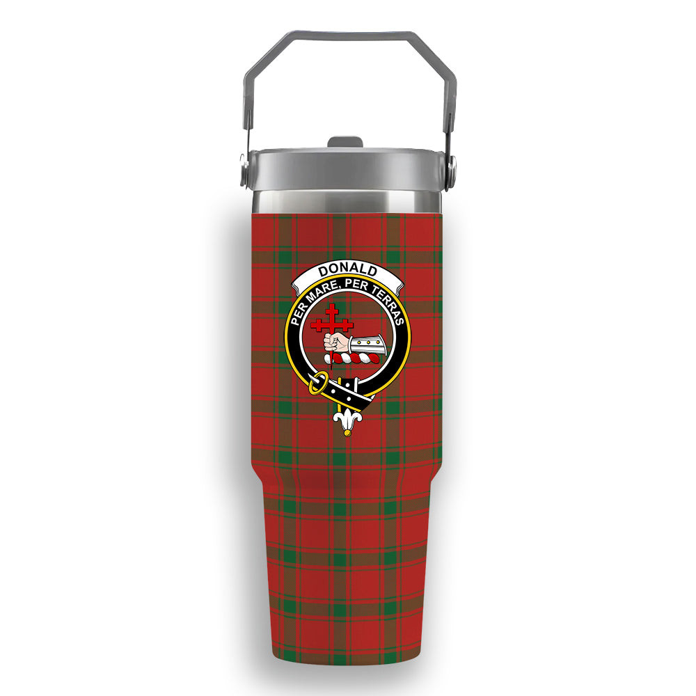 ScotsTee Shop Scottish Donald of Sleat Ancient Crest Tartan Flip Straw Tumbler 20oz 30oz