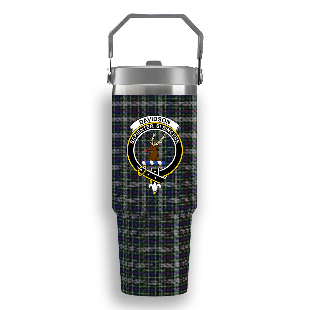 ScotsTee Shop Scottish Davidson of Tulloch Dress Crest Tartan Flip Straw Tumbler 20oz 30oz