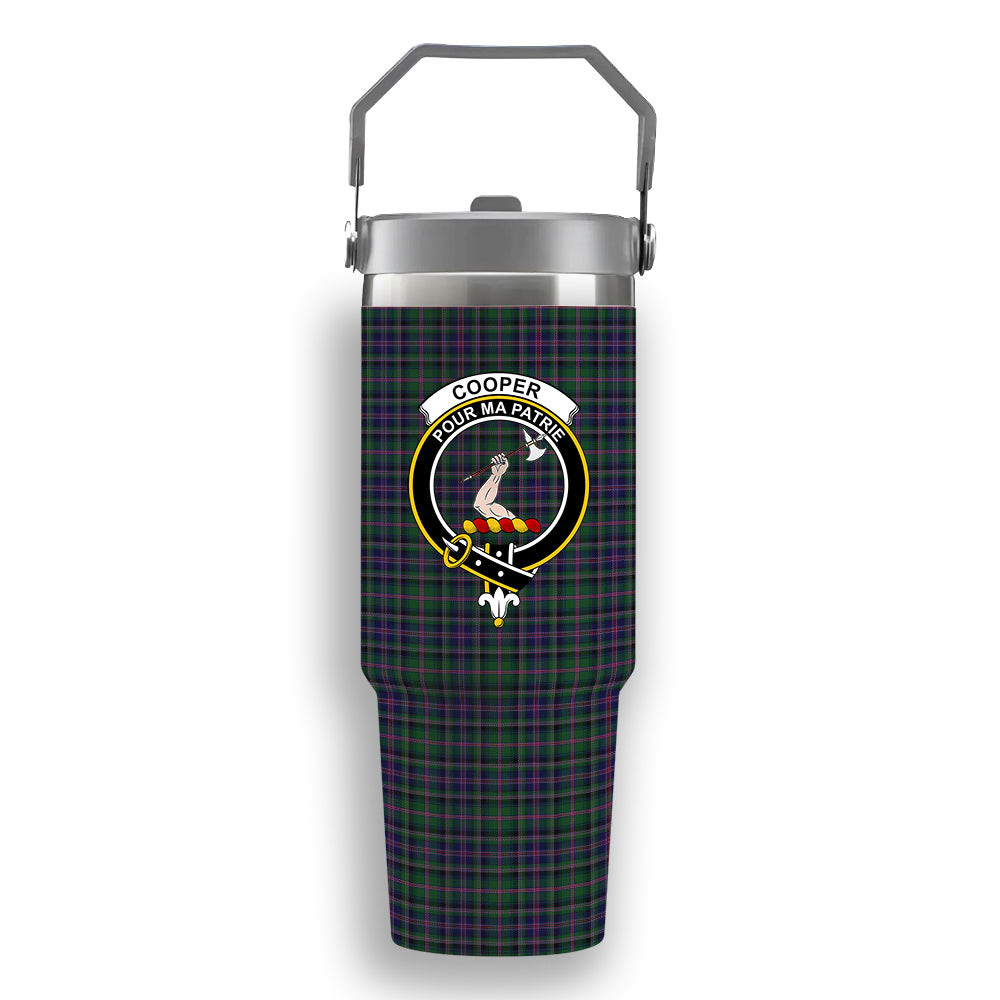 ScotsTee Shop Scottish Cooper James Cant Crest Tartan Flip Straw Tumbler 20oz 30oz