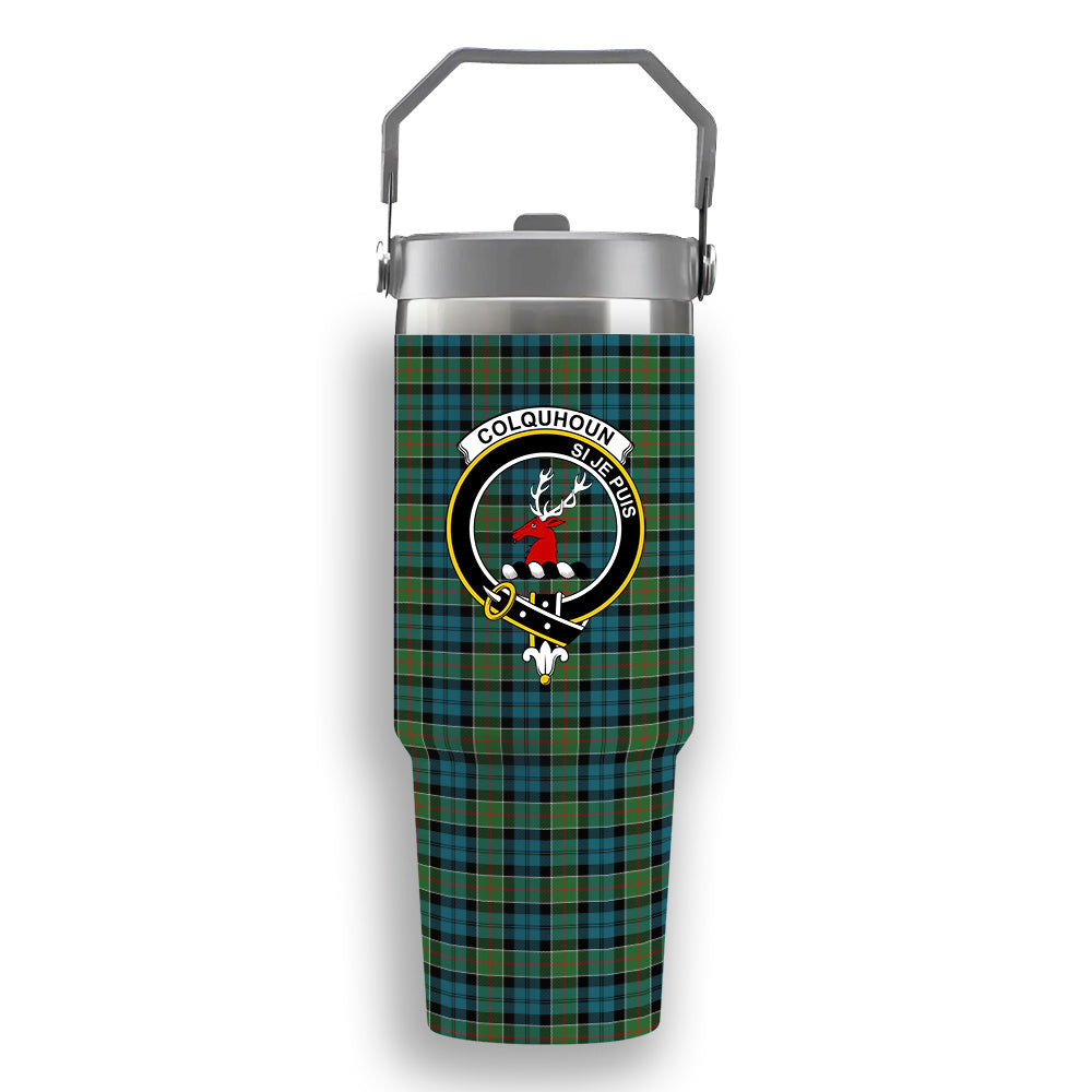 ScotsTee Shop Scottish Colquhoun Ancient Clan Crest Tartan Flip Straw Tumbler 20oz 30oz