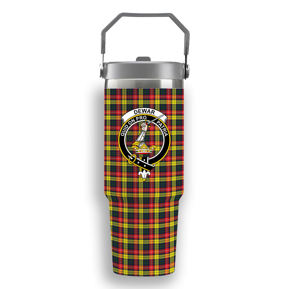 ScotsTee Shop Scottish Dewar Crest Tartan Flip Straw Tumbler 20oz 30oz