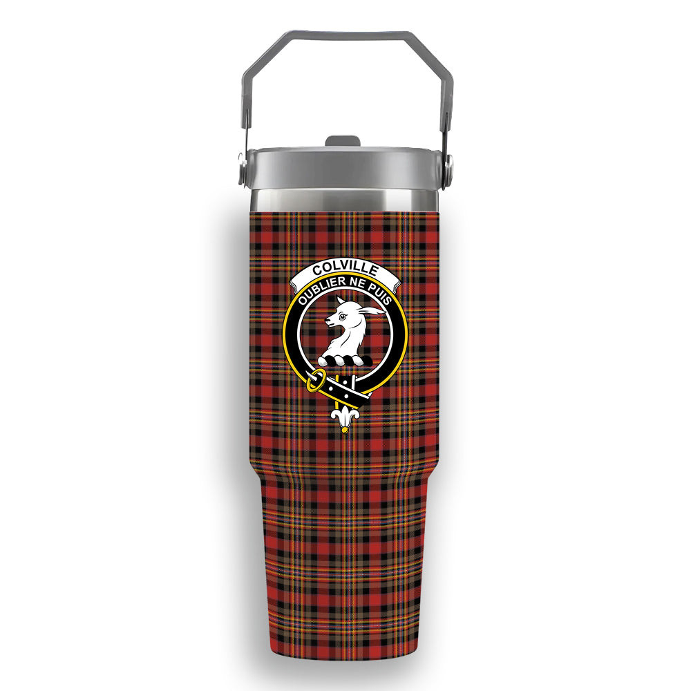 ScotsTee Shop Scottish Colville Ancient Crest Tartan Flip Straw Tumbler 20oz 30oz