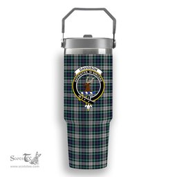 ScotsTee Shop Scottish Davidson of Tulloch Dress Modern Crest Tartan Flip Straw Tumbler 20oz 30oz