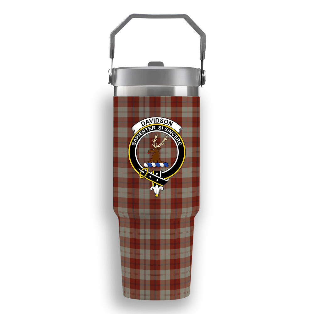 ScotsTee Shop Scottish Davidson Dress Dancers Crest Tartan Flip Straw Tumbler 20oz 30oz