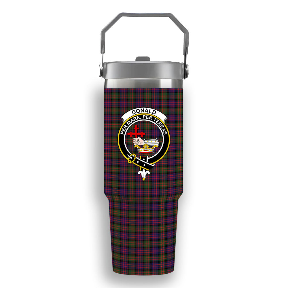 ScotsTee Shop Scottish Donald Modern Crest Tartan Flip Straw Tumbler 20oz 30oz