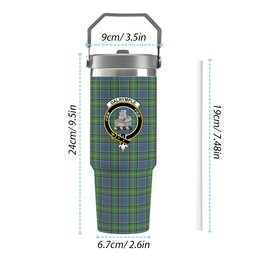 ScotsTee Shop Scottish Dalrymple SC Crest Tartan Flip Straw Tumbler 20oz 30oz
