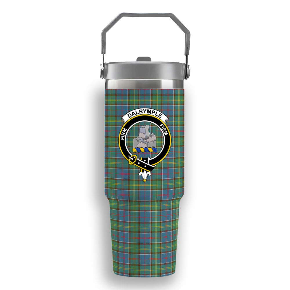 ScotsTee Shop Scottish Dalrymple SC Crest Tartan Flip Straw Tumbler 20oz 30oz