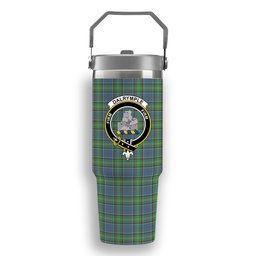 ScotsTee Shop Scottish Dalrymple SC Crest Tartan Flip Straw Tumbler 20oz 30oz