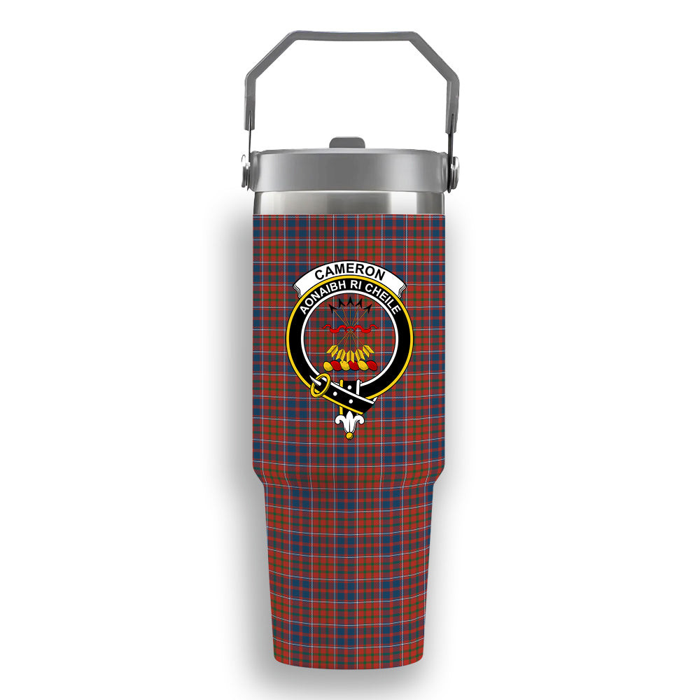 ScotsTee Shop Scottish Cameron of Lochiel Ancient Crest Tartan Flip Straw Tumbler 20oz 30oz