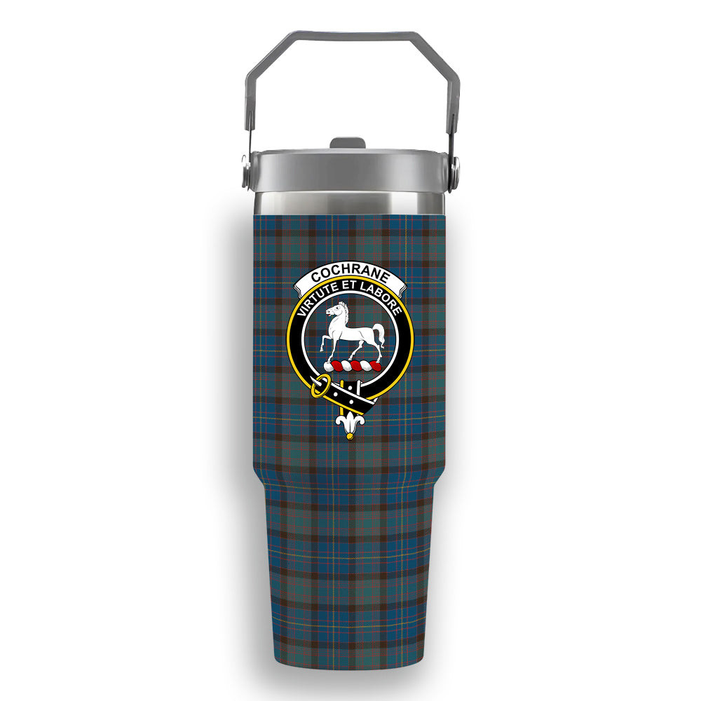 ScotsTee Shop Scottish Cochrane Hunting Modern Crest Tartan Flip Straw Tumbler 20oz 30oz