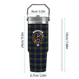 ScotsTee Shop Scottish Colquhoun Modern Crest Tartan Flip Straw Tumbler 20oz 30oz