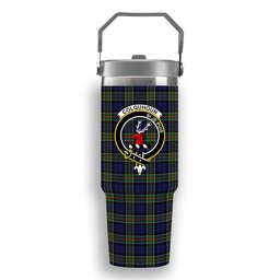 ScotsTee Shop Scottish Colquhoun Modern Crest Tartan Flip Straw Tumbler 20oz 30oz