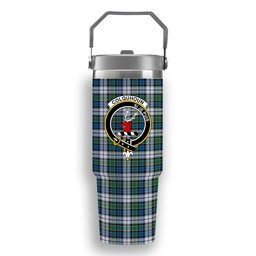 ScotsTee Shop Scottish Colquhoun Dress Ancient Crest Tartan Flip Straw Tumbler 20oz 30oz