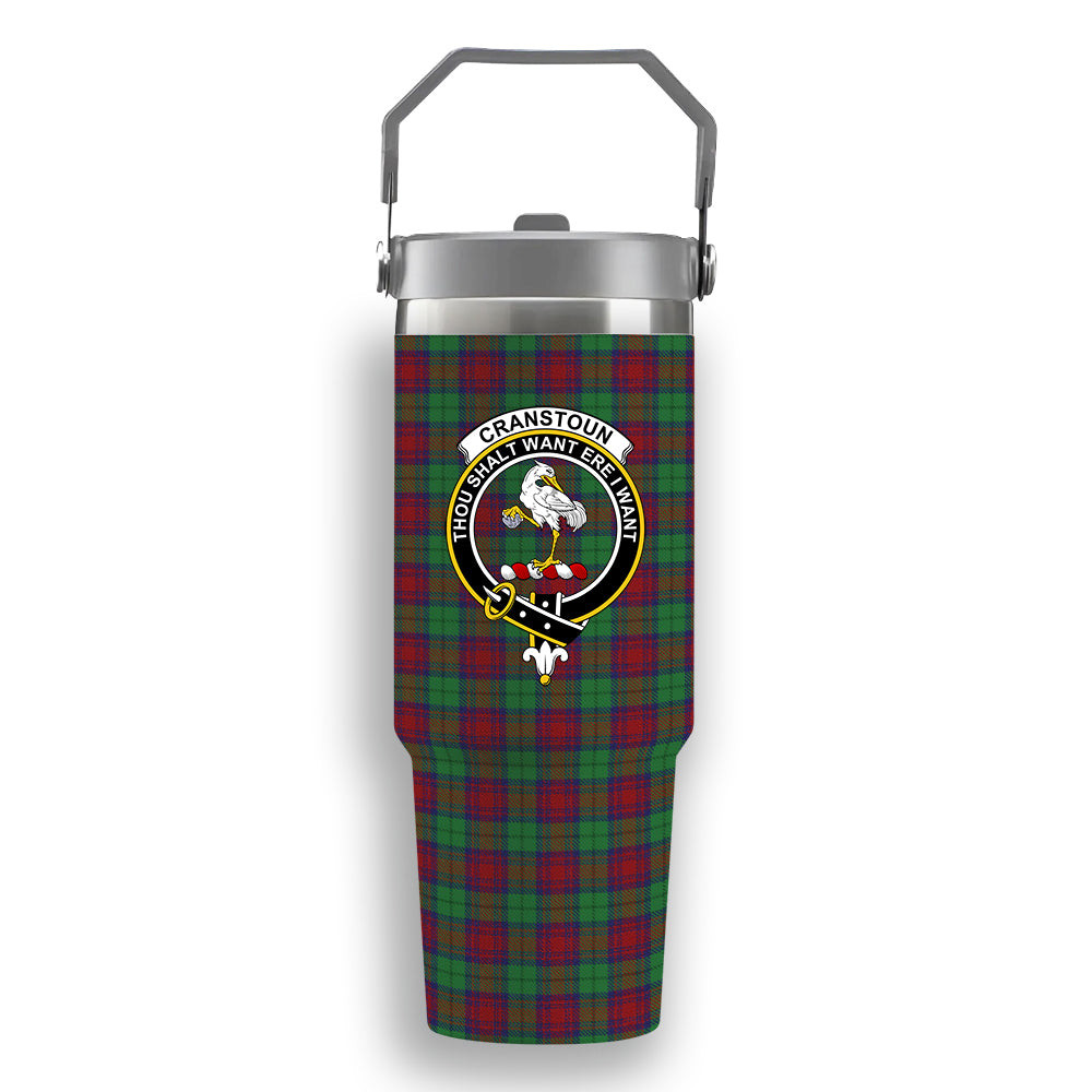 ScotsTee Shop Scottish Cranston Dress Crest Tartan Flip Straw Tumbler 20oz 30oz