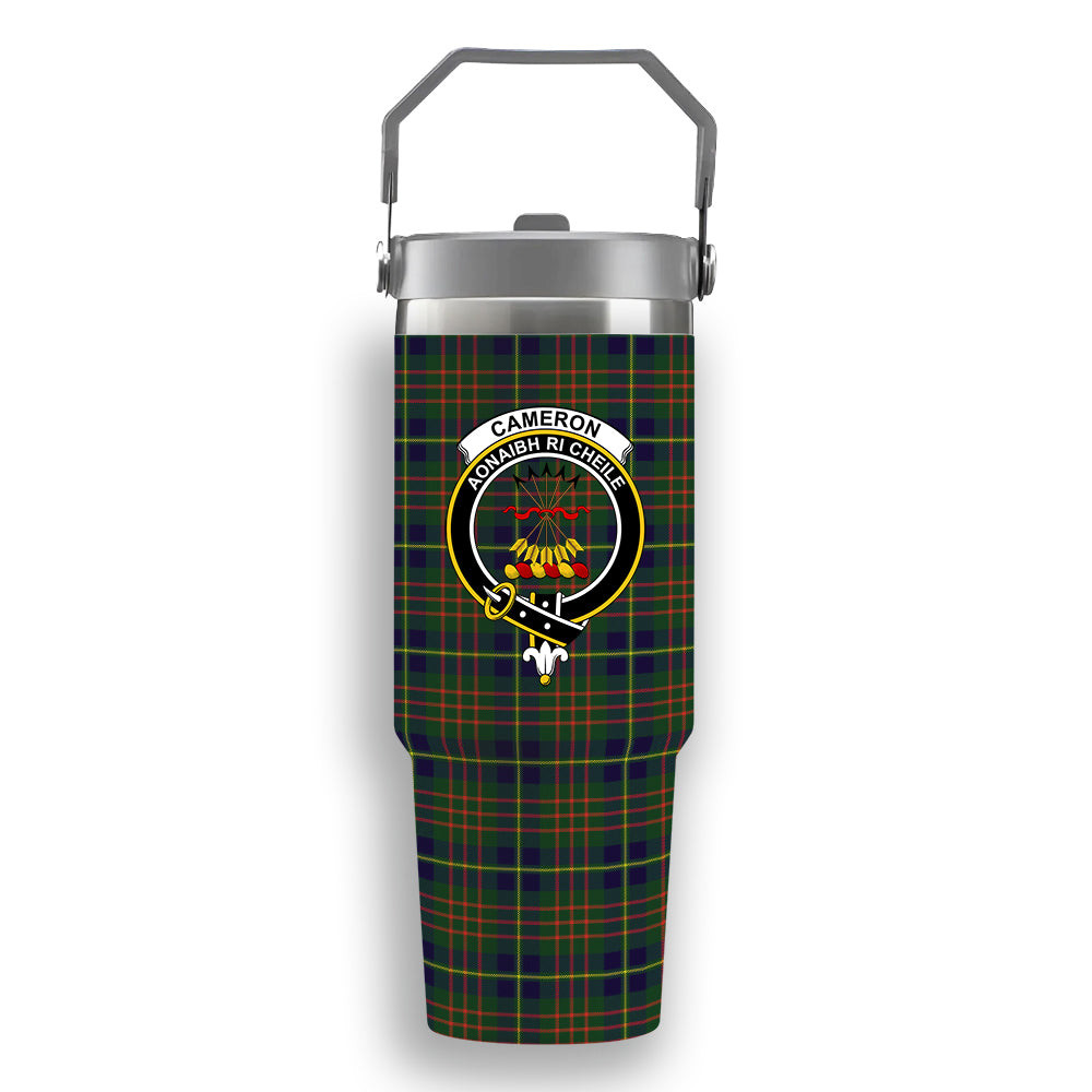 ScotsTee Shop Scottish Cameron of Lochiel Hunting Modern Crest Tartan Flip Straw Tumbler 20oz 30oz